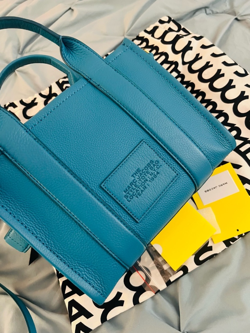 Marc Jacobs Teal Pebbled Leather Tote with Shoulder Strap - Picture 5 of 6